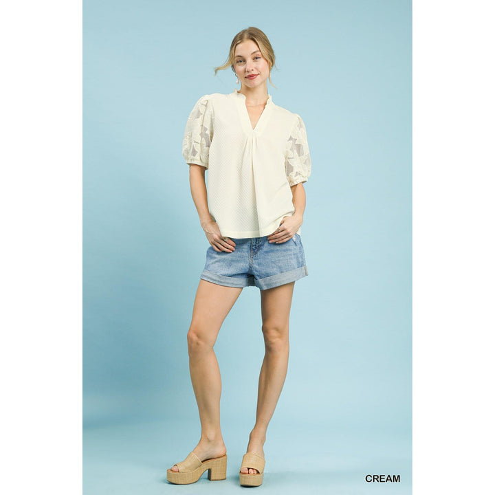 The Eliana Textured Lace Sleeve Blouse