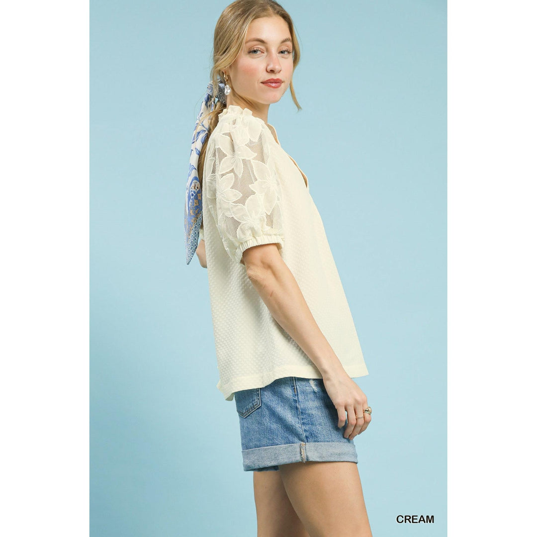 The Eliana Textured Lace Sleeve Blouse