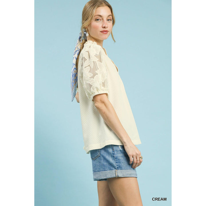 The Eliana Textured Lace Sleeve Blouse