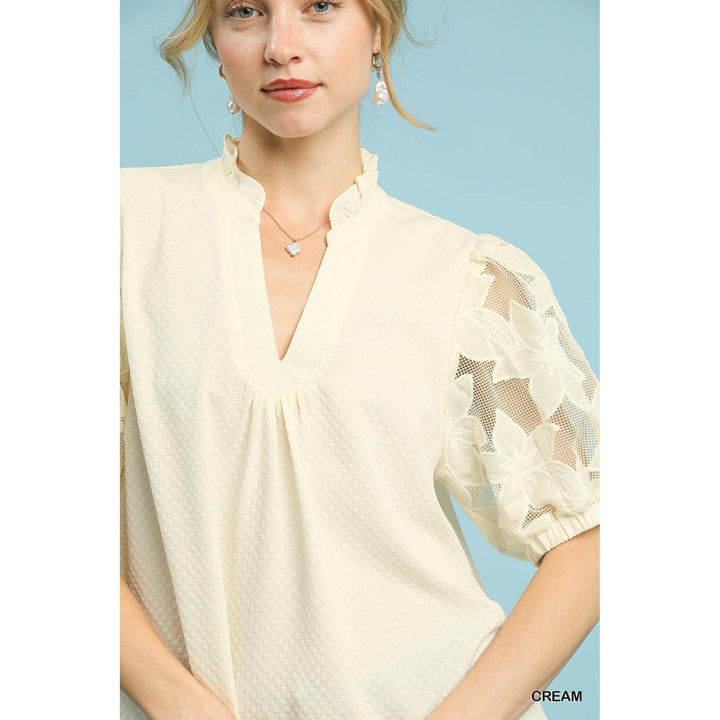 The Eliana Textured Lace Sleeve Blouse