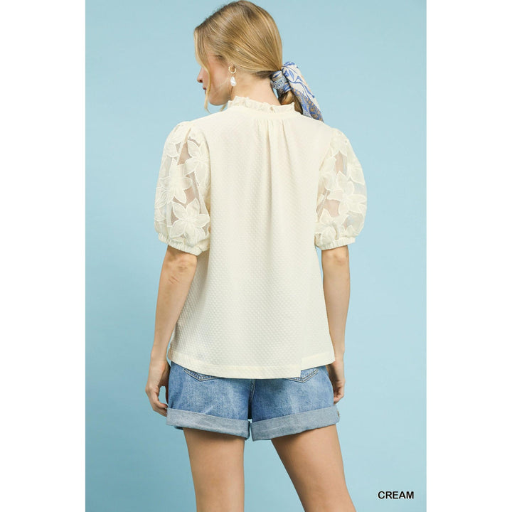 The Eliana Textured Lace Sleeve Blouse
