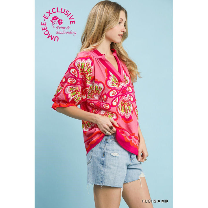 The Juniper Mixed Boho Print Top