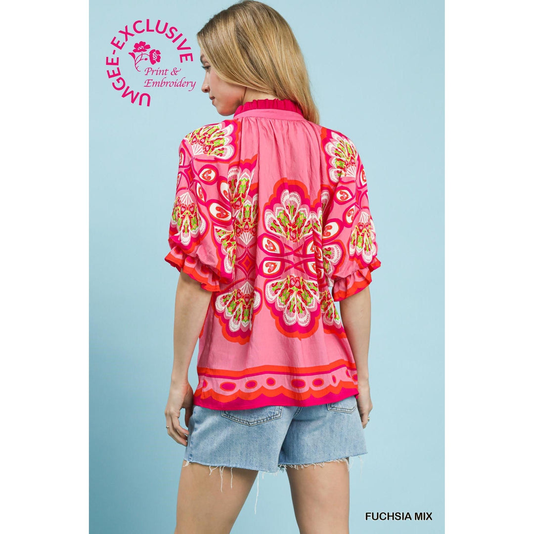 The Juniper Mixed Boho Print Top