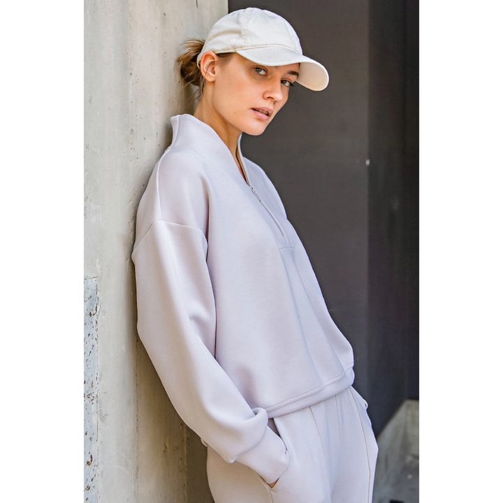 Modal Poy Span Scuba Luxe V- Neck Jacket &amp; Pintuck Pant