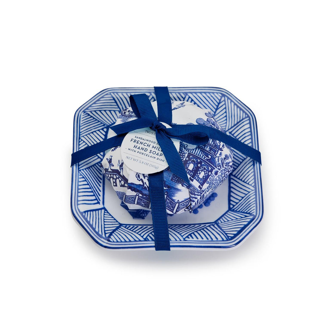 Blue Willow Sandalwood Scented Soap with Tray