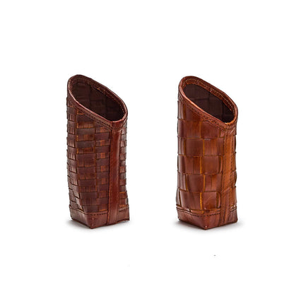 Chestnut Woven Leather Eyeglass / Accessory Holder