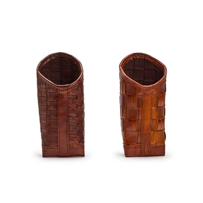 Chestnut Woven Leather Eyeglass / Accessory Holder