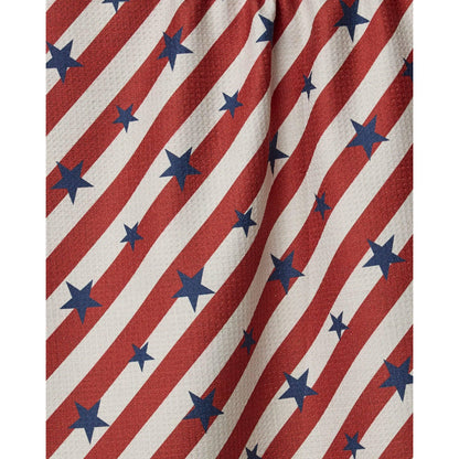 Patriotic Stripe Kitchen Tea Towel by Geometry House | Red White Blue Americana Kitchen Decor | 4th of July Gift