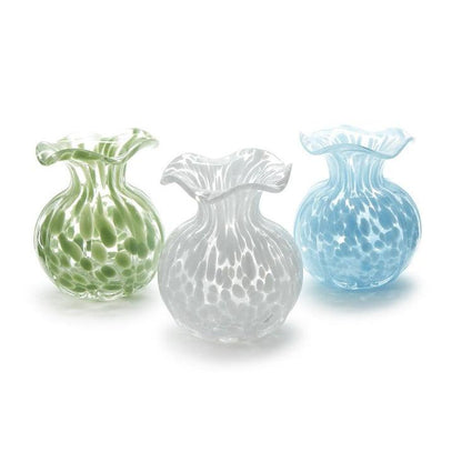 Ruffled Edge Spotted Vase Assorted 3 Colors: White, Blue, Green