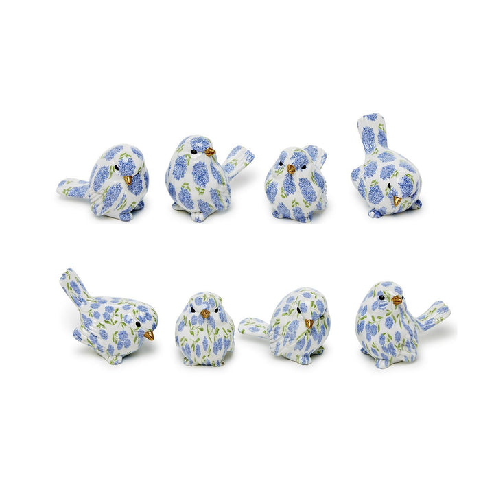 Blue Hydrangea Decorative Bird - Floral Resin Figurine