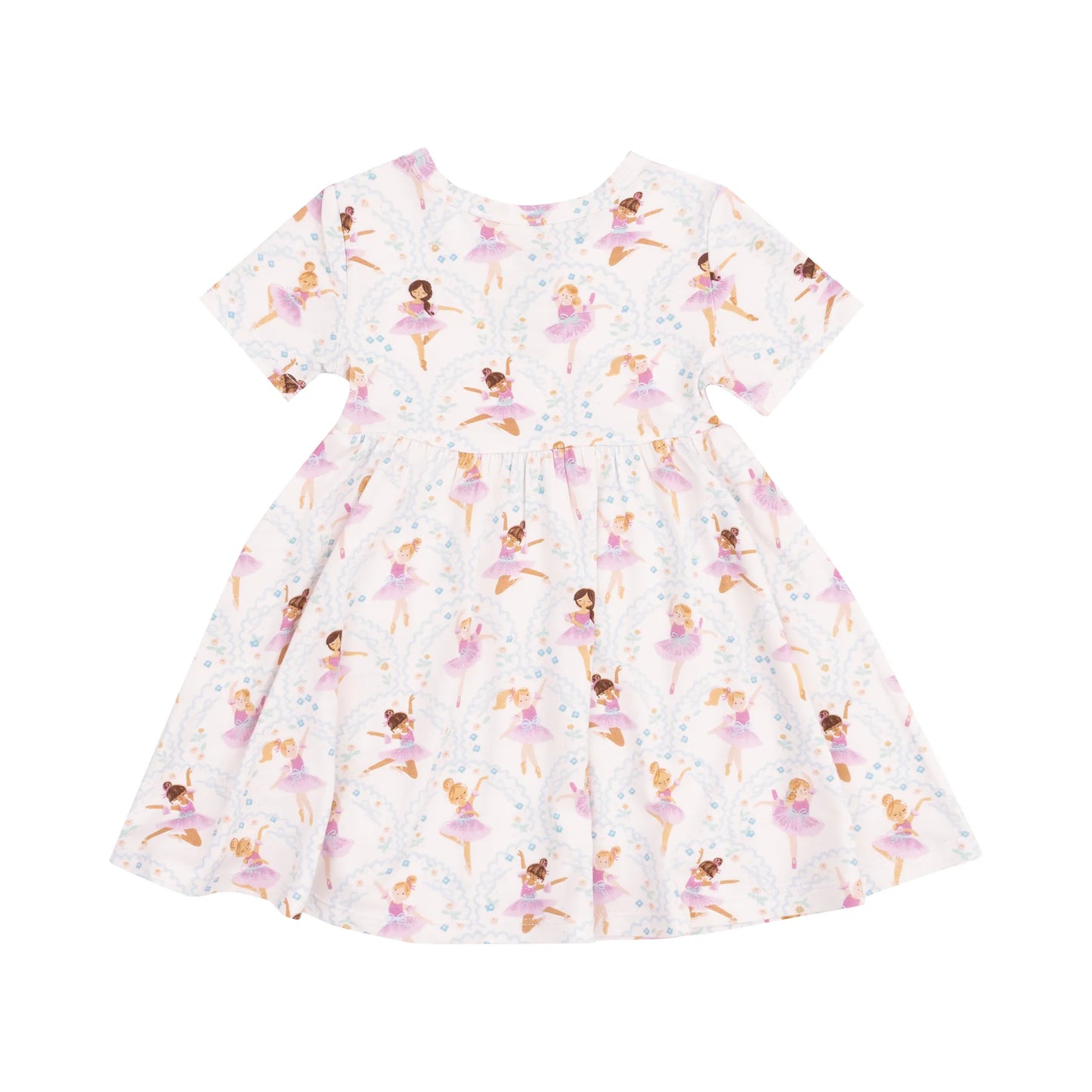 Short Sleeve Twirly Dress - Bow Ballerinas