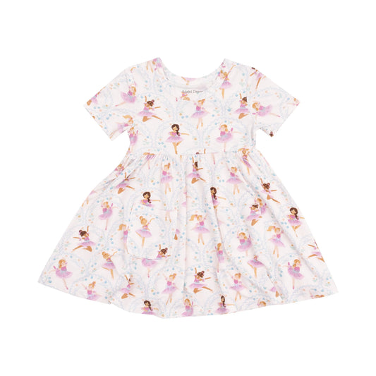 Short Sleeve Twirly Dress - Bow Ballerinas