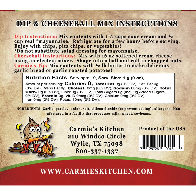 Roasted Garlic Dip Mix