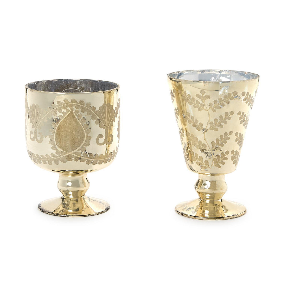 Etched Mercury Glass Candleholder &amp; Cachepot
