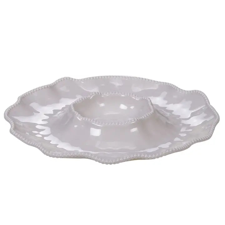 Perlette Cream Melamine Chip & Dip Serving Platter by Certified International