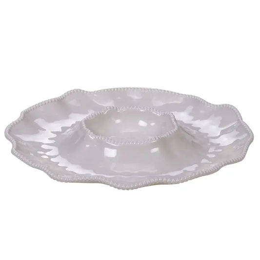 Perlette Cream Melamine Chip & Dip Serving Platter by Certified International