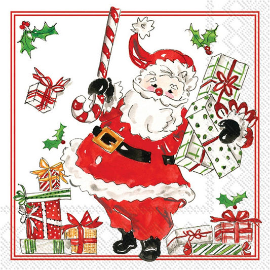 Holly Jolly Santas Christmas Paper Cocktail Napkins 20 ct