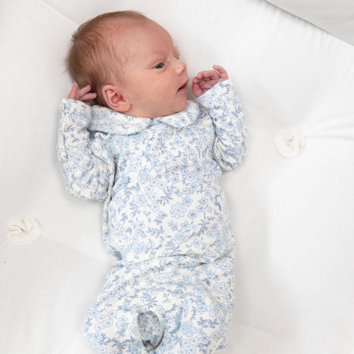 Smocked Peter Pan Footie - Mini Gingham Pink