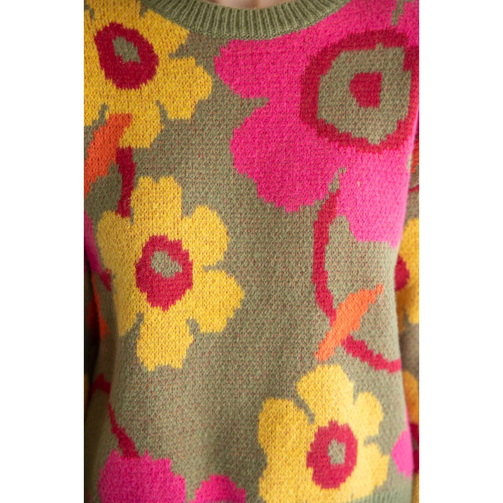 Multi Color Floral Long Sleeve Sweater