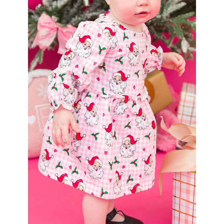 Baby Girls Dear Santa Knit Long Sleeve Skirted Romper