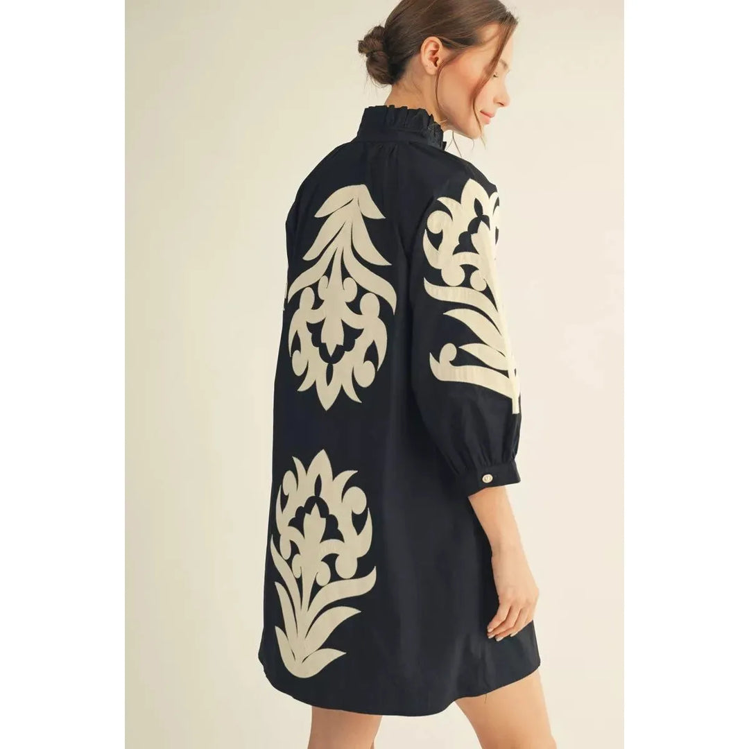 The Vivienne Baroque Appliqué Shift Dress