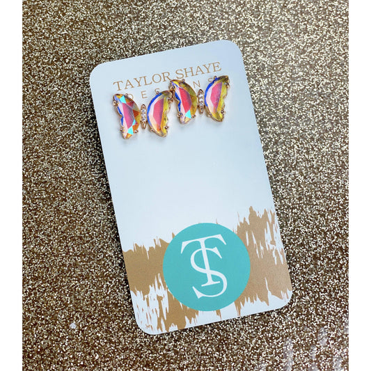 Colorful Crystal Butterfly Studs