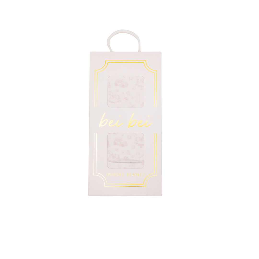 Bei Bei bamboo swaddle blanket in pink Nursery Toile