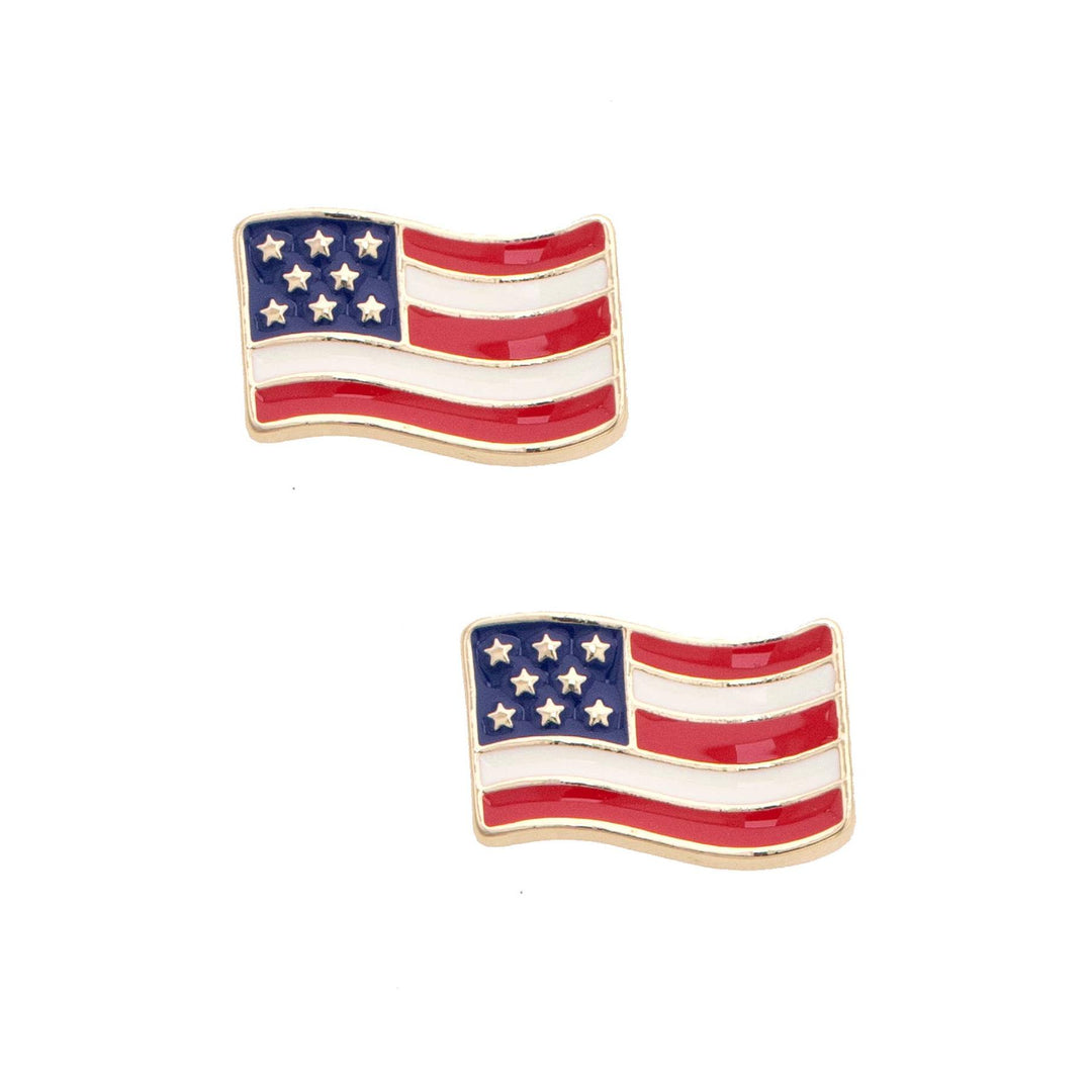 American Flag Enamel Stud Earrings in Red, White, &amp; Blue