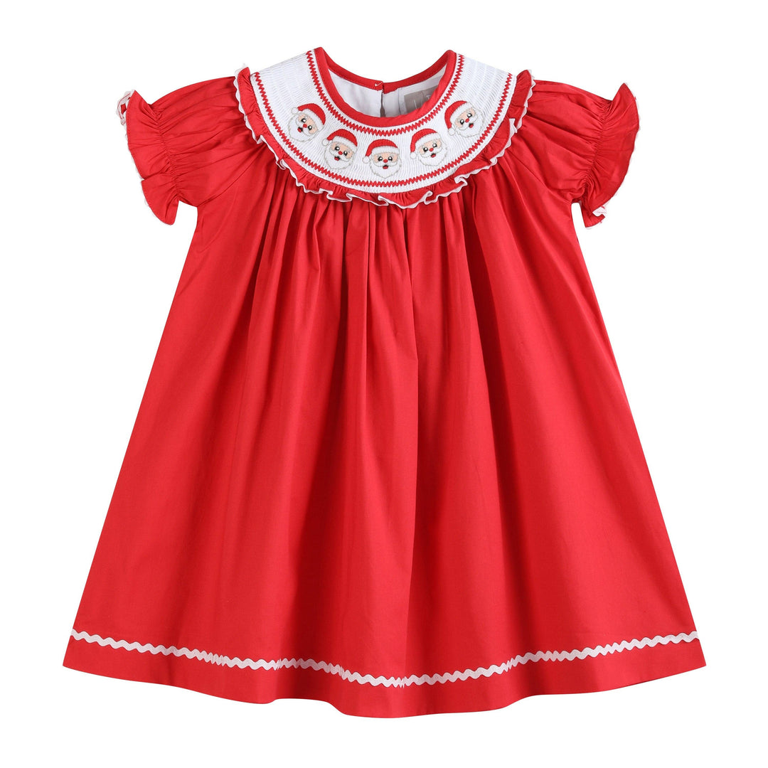 Lil Cactus Baby Dress Ð Red Santa Smocked Ruffle Bishop Dress 2T, Outfit, Cotton
