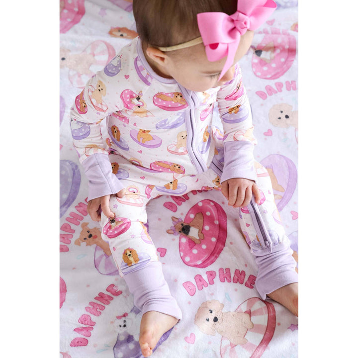Convertible Zip Romper | Poolside Pups Pink