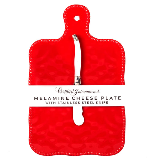Perlette Red Melamine Cheese Board & Knife Set by Certified International | Beaded Serving Tray
