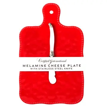 Perlette Red Melamine Cheese Board & Knife Set by Certified International | Beaded Serving Tray