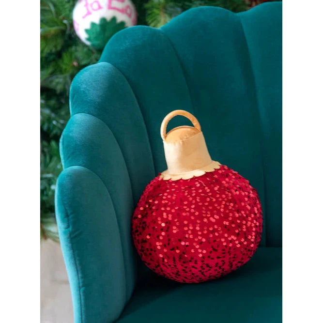 Shiraleah Merry Bauble Sequin Small Pillow, Ruby