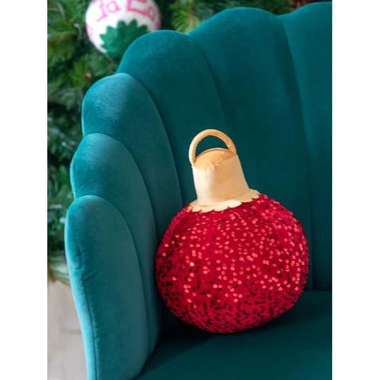 Shiraleah Merry Bauble Sequin Small Pillow, Ruby