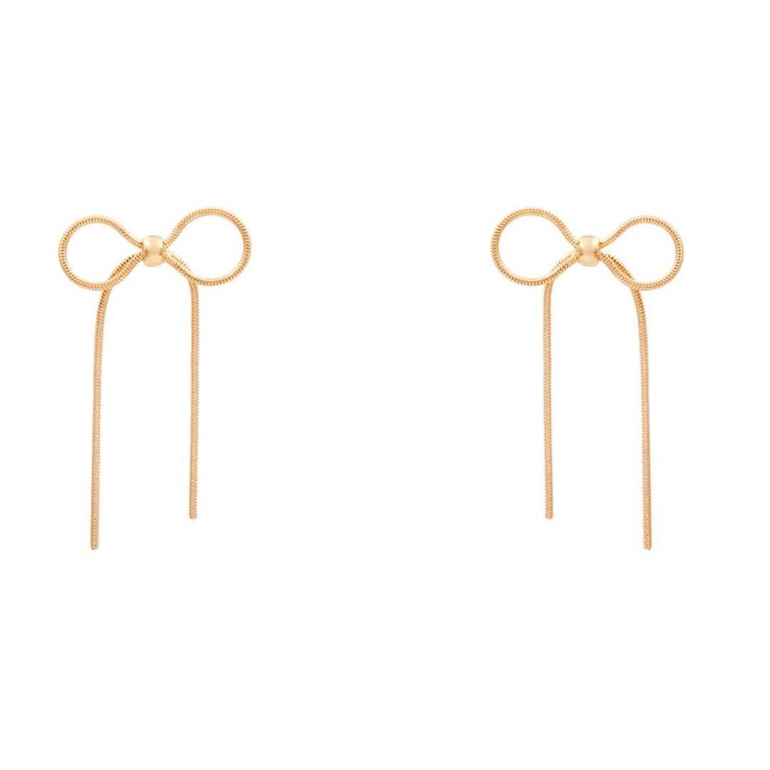 Gold Textured Bow 2" Earring