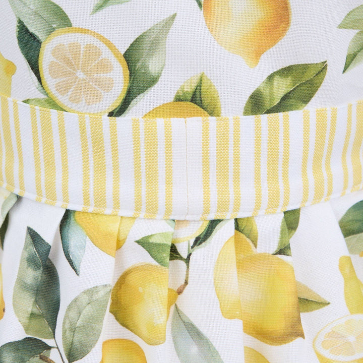 Lemon Grove Printed Apron with yellow citrus pattern and side pockets