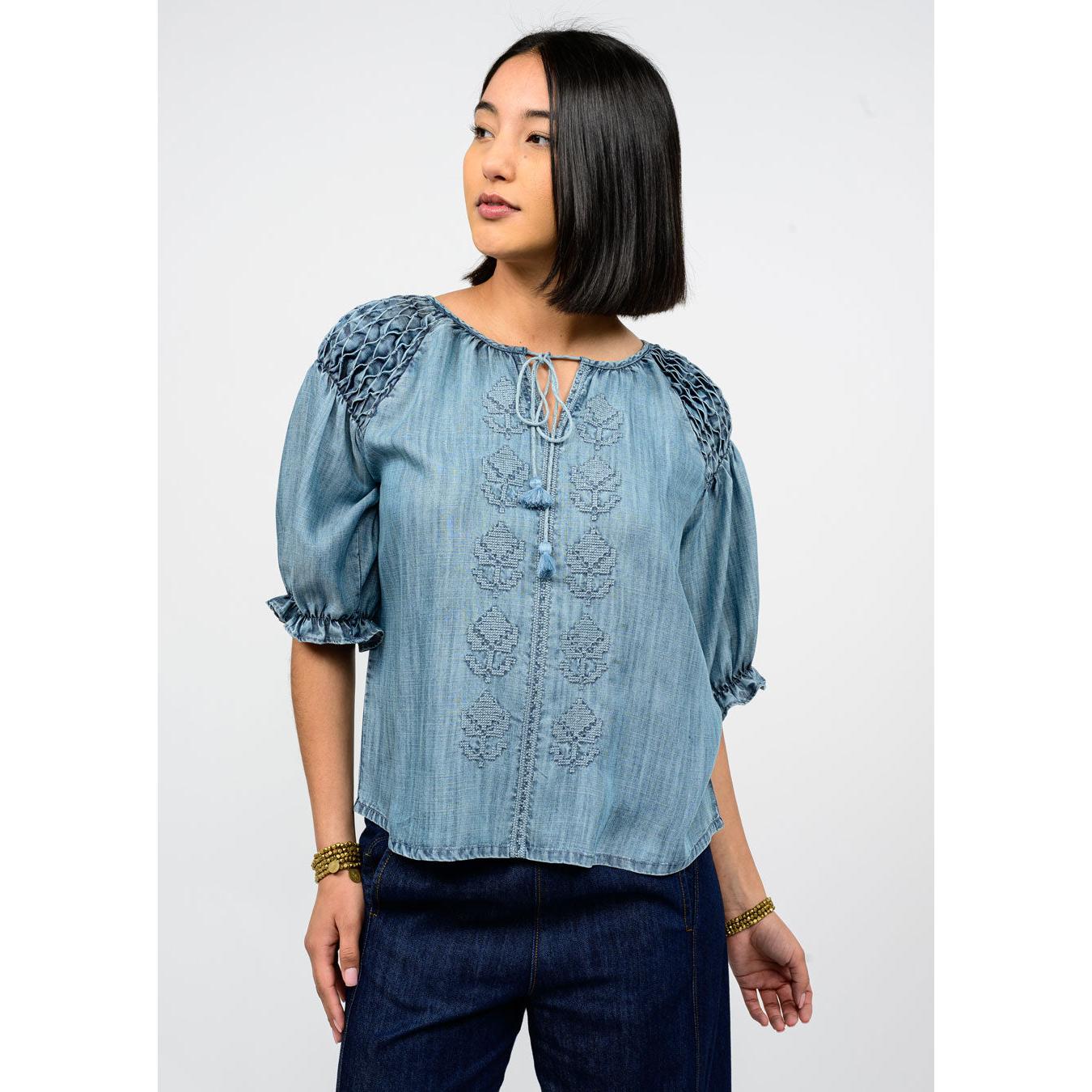Smocked Sleeve Top