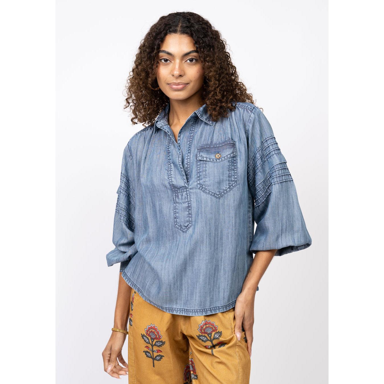 Tuck Sleeve Popover Shirt