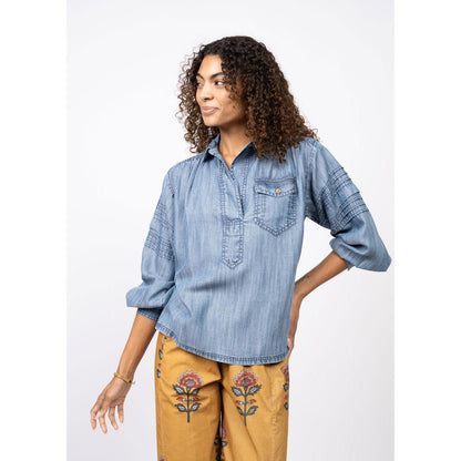 Tuck Sleeve Popover Shirt