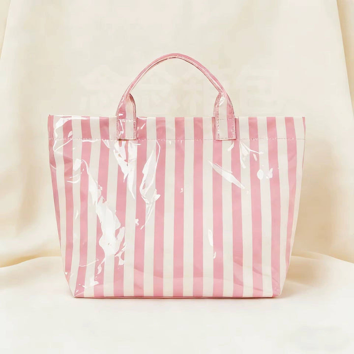 Preppy Pool Tote Bag Striped Vinyl Beach Tote