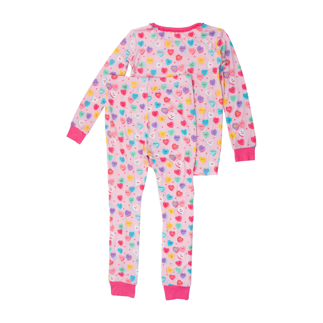 Girls Be My Valentine Bamboo Viscose Ruffle Long Sleeve Pajama Set