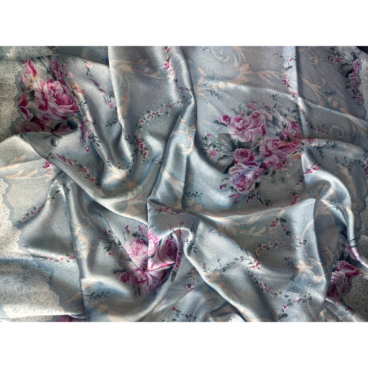 A Rare Bird Pastel Blue Lacy Rose Wild Rag