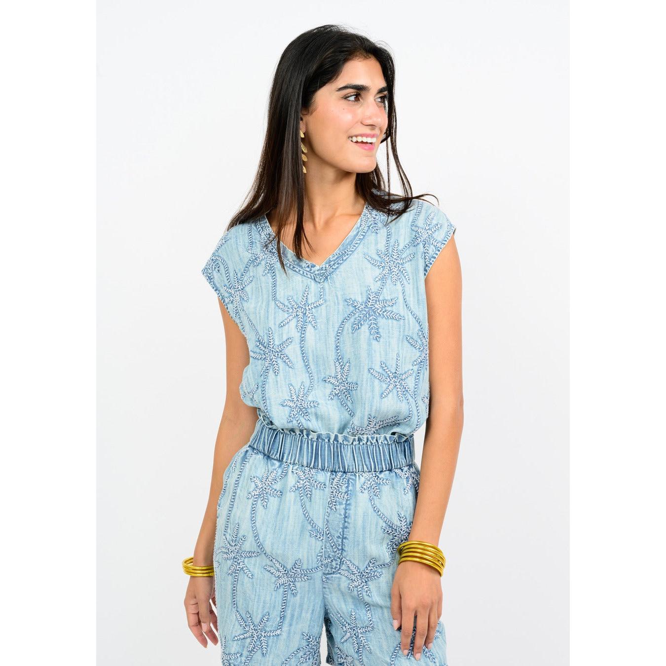 Denim Palm Tree