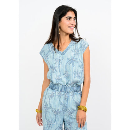 Denim Palm Tree