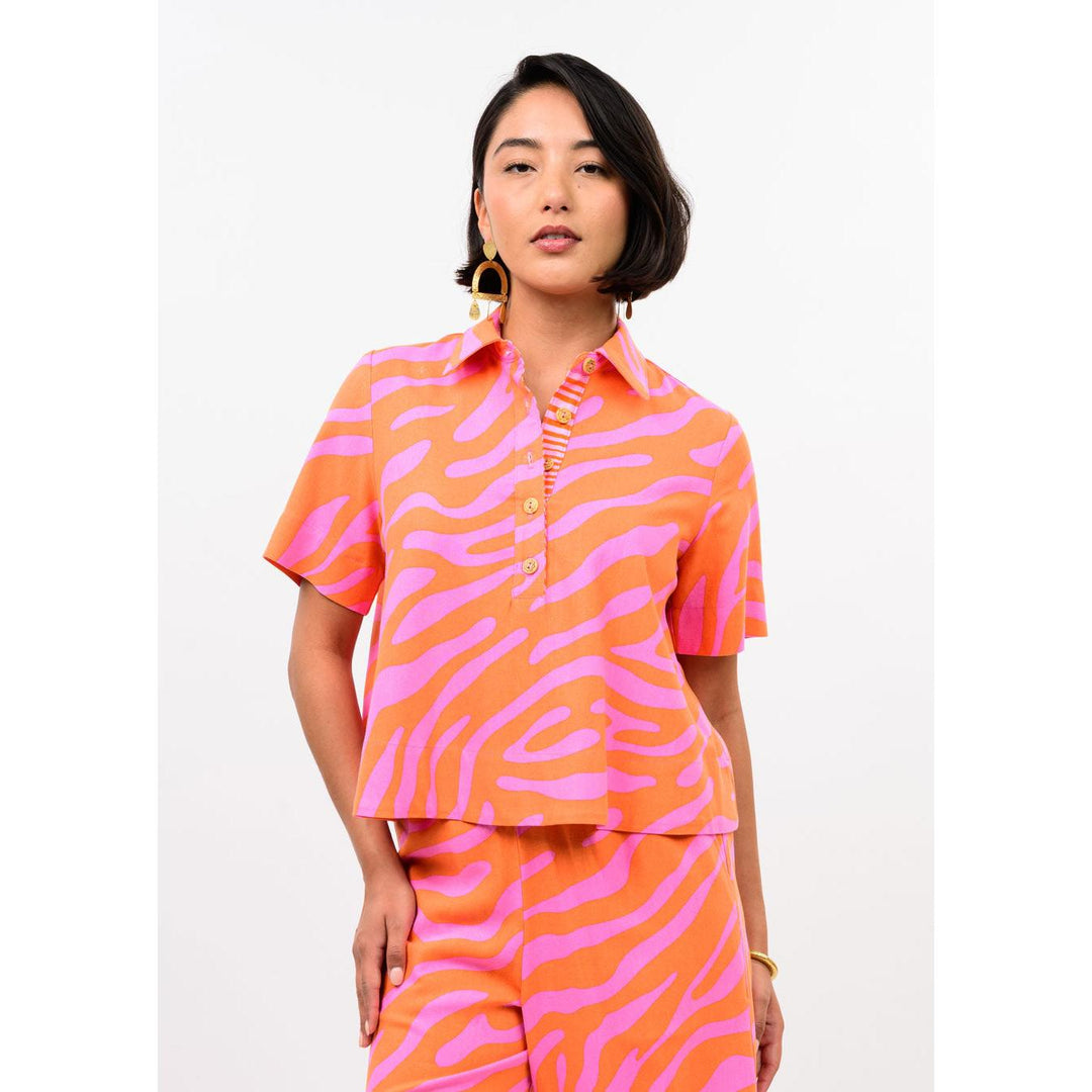 Ivy Jane Tangerine Zebra Swing Popover Top