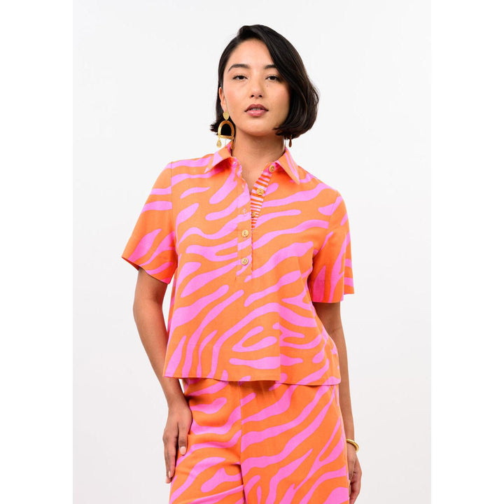 Ivy Jane Tangerine Zebra Swing Popover Top