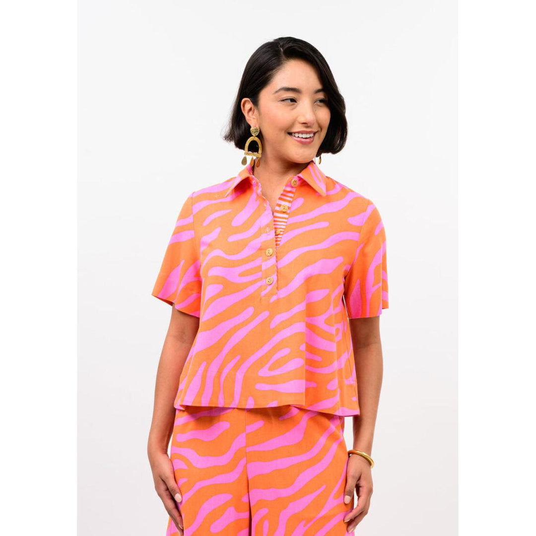 Ivy Jane Tangerine Zebra Swing Popover Top