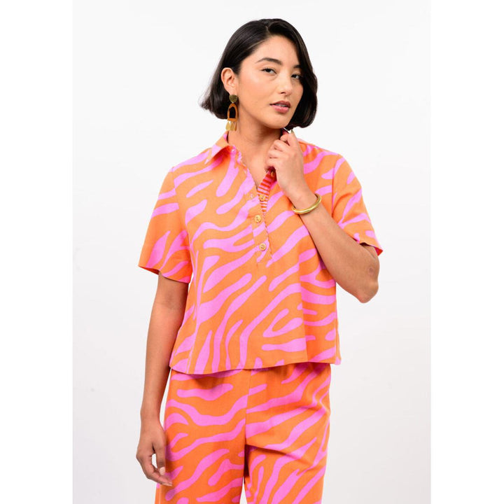 Ivy Jane Tangerine Zebra Swing Popover Top