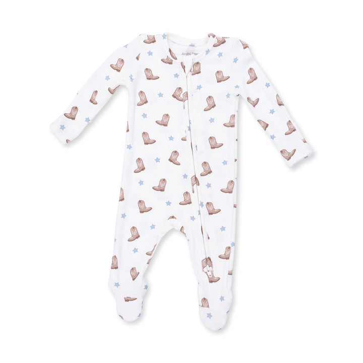 Angel Dear Mini Cowboy Boots 2 Way Zipper Footie Off White