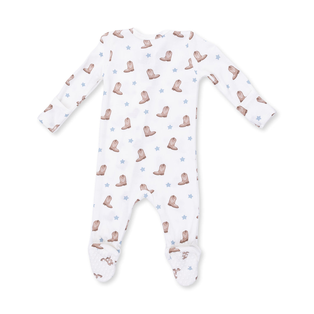 Angel Dear Mini Cowboy Boots 2 Way Zipper Footie Off White